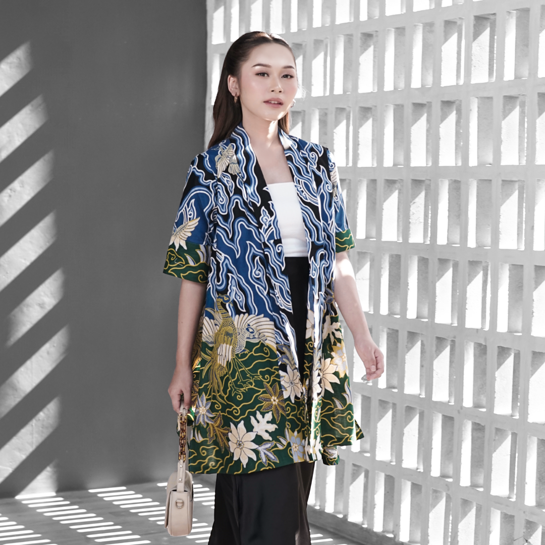 Batik Trusmi Outer Motif Aokiji Biru RML