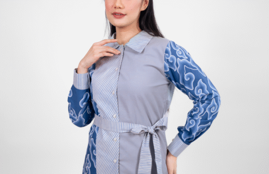 Batik Trusmi Batik Tulis Premium  – Tunik Mega Medung Audrey MYD Biru