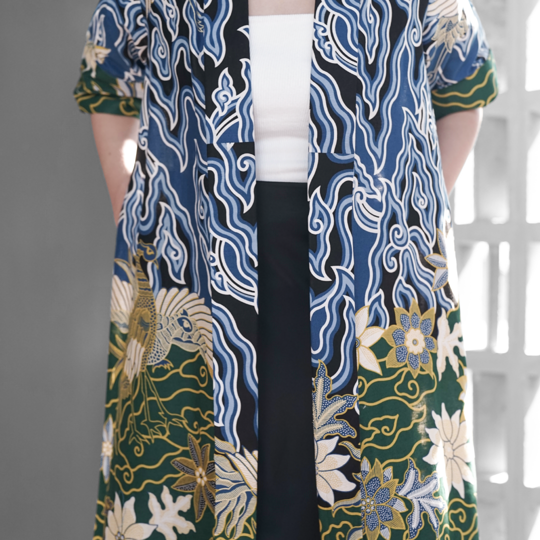 Batik Trusmi Outer Motif Aokiji Biru RML - Gambar 2