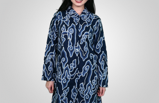 Batik Trusmi Motif Mega Mendung - Tunik Aila Warna Biru WT