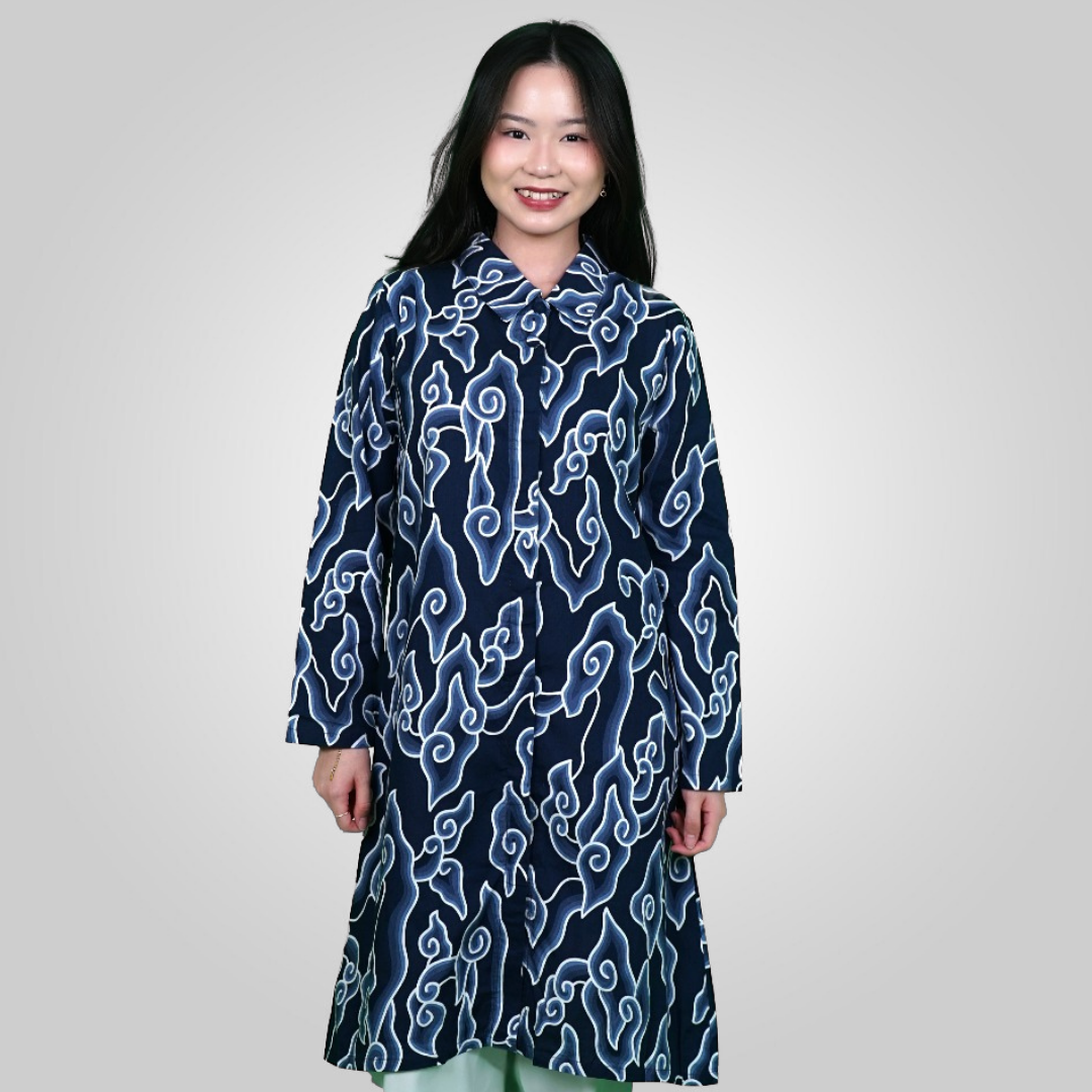 Batik Trusmi Motif Mega Mendung - Tunik Aila Warna Biru WT