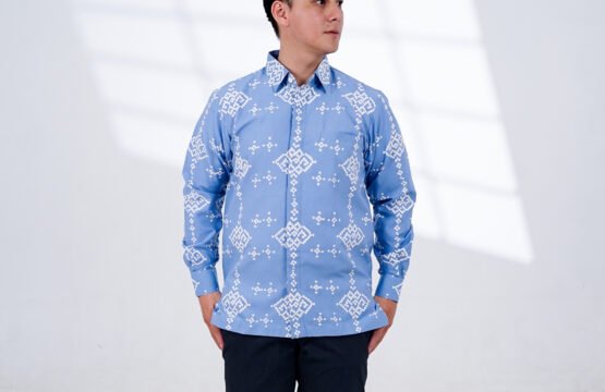 Batik Trusmi Kemeja Reguler Motif Light AAB Biru KBT