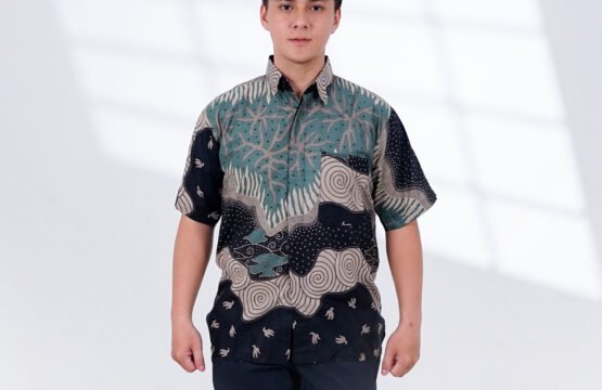 Batik Trusmi Motif Mega Mendung - Kemeja Rusa Hijau RJB