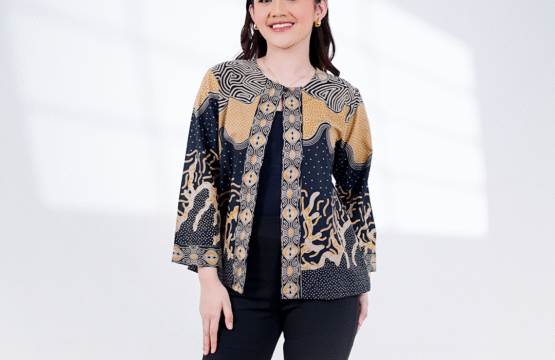 Batik Trusmi Outer Batik Motif Abstrak Kombinasi Aima Coklat