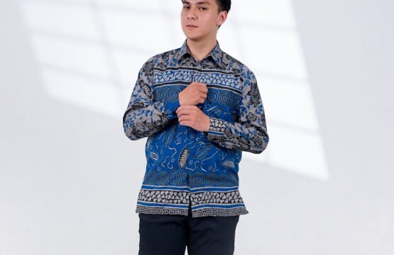 Batik Trusmi Kemeja Motif Remekan Biru BUL