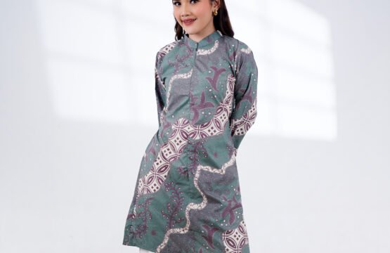 Batik Trusmi Tunik Batik Daun Hijau BUL