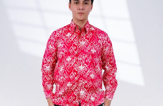 Batik Trusmi Kemeja Reguler Jumbo - Katun Mega Mendung Wadasan Merah PR