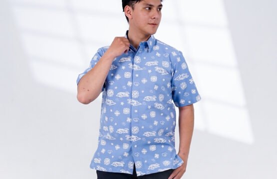 Batik Trusmi Hem Reguler – Motif Sachi AAB Biru KBT