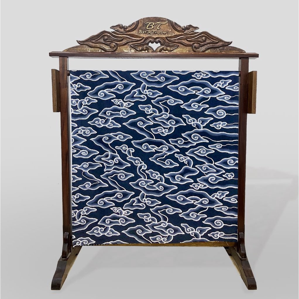 Batik Trusmi Motif Mega Mendung - Bahan Kain Batik Meteran Dimensi Biru