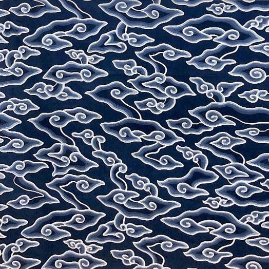 Batik Trusmi Motif Mega Mendung - Bahan Kain Batik Meteran Dimensi Biru - Gambar 2