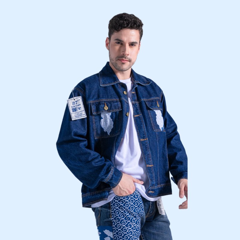 Batik Trusmi Mega Mendung Denim Life Series Jaket Kombinasi - Gambar 3