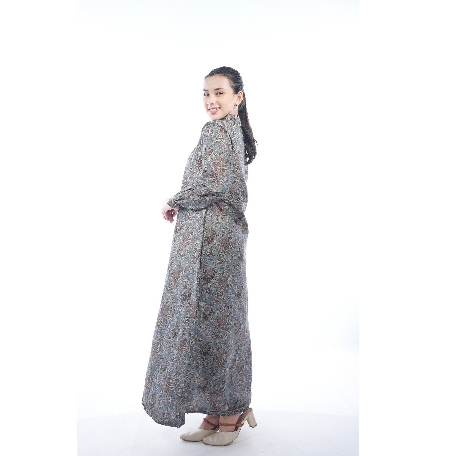 Batik Trusmi Gamis Bangau Abu Elegan Modern - Gambar 5