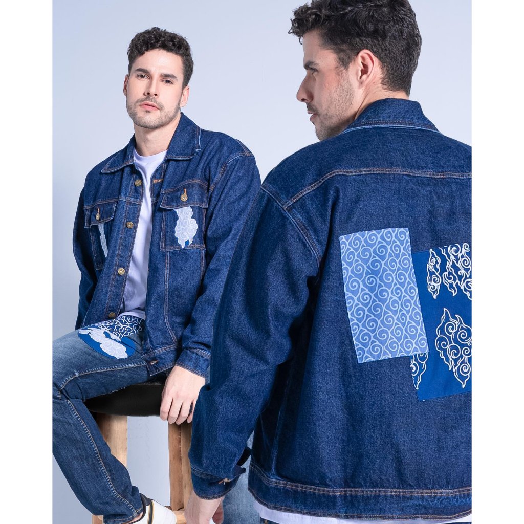 Batik Trusmi Mega Mendung Denim Life Series Jaket Kombinasi