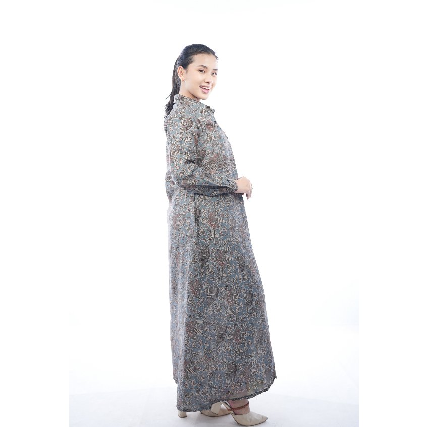 Batik Trusmi Gamis Bangau Abu Elegan Modern - Gambar 4