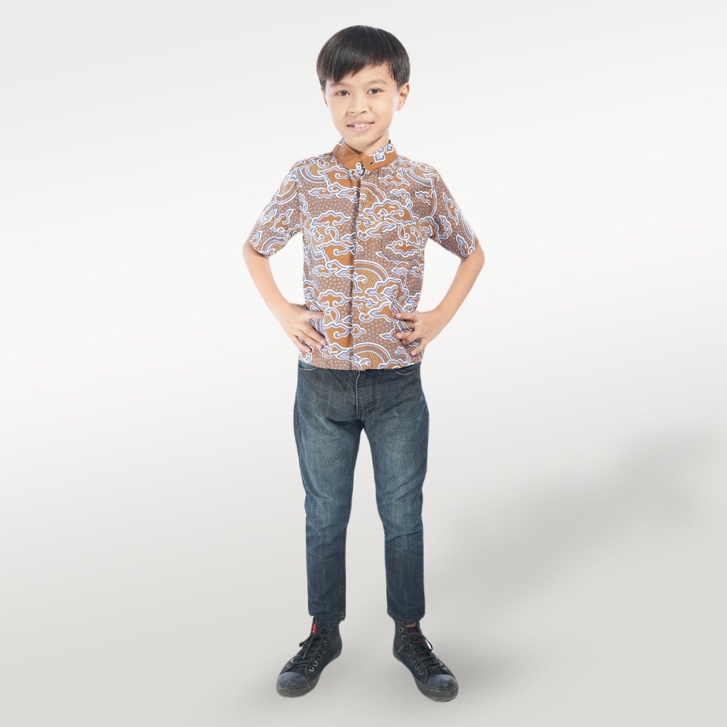 Batik Trusmi Hem Batik Anak- Motif Mega Mendung Senja CKT - Gambar 2