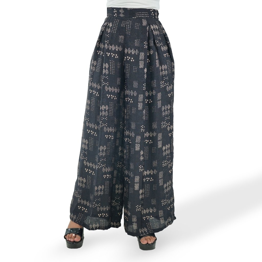 Batik Trusmi Celana Kulot Batik Cap Viscose CRCK Hitam - Gambar 3