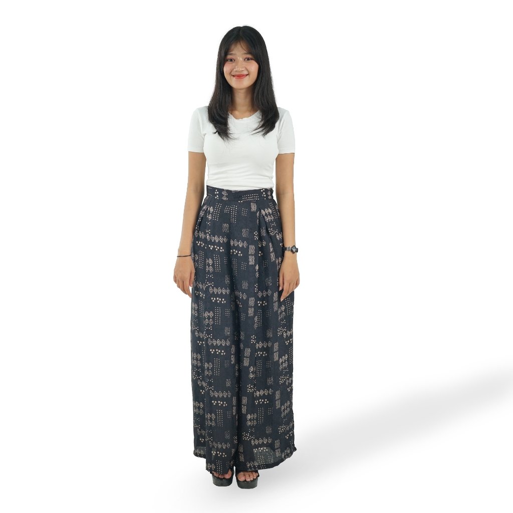 Batik Trusmi Celana Kulot Batik Cap Viscose CRCK Hitam