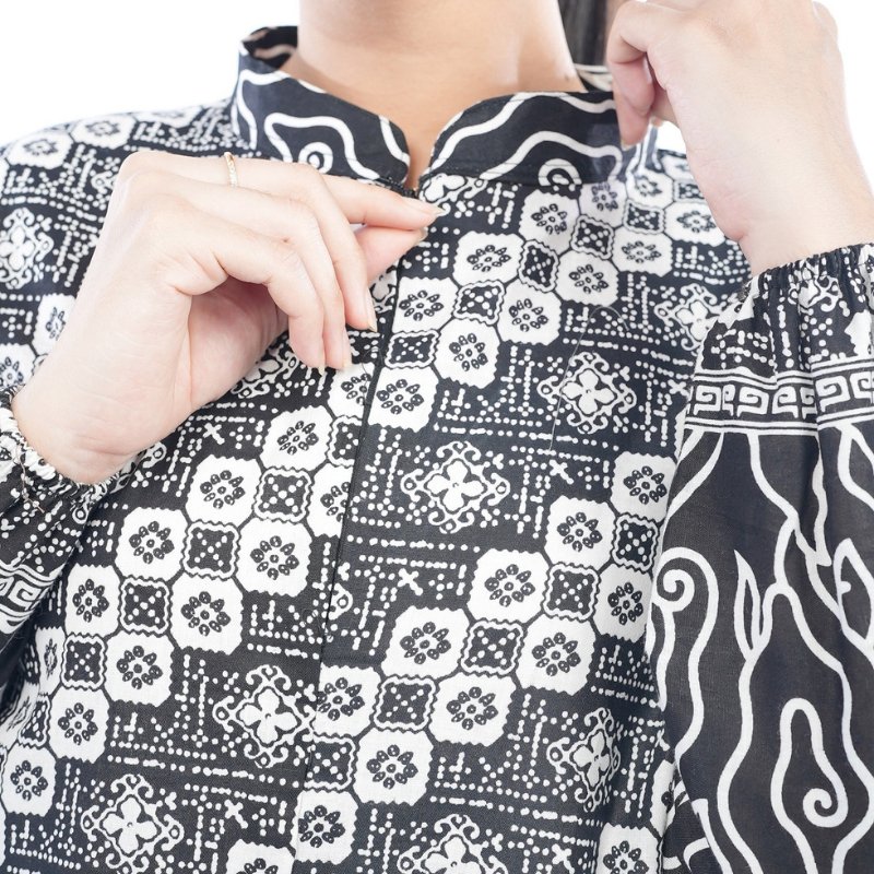 Batik Trusmi Dress Motif Mega Mendung - Gamis Kombinasi Liris MM HP - Gambar 6