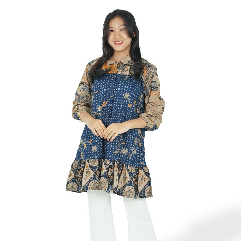 Batik Trusmi Tunik Batik Alisan Motif Burung Kombinasi