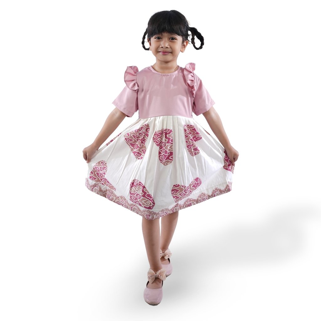 Batik Trusmi Dress Batik Anak Mega Mendung Love Pink