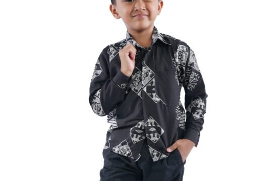 Batik Trusmi Motif Mega Mendung - Kemeja Batik Anak Prsm Htm