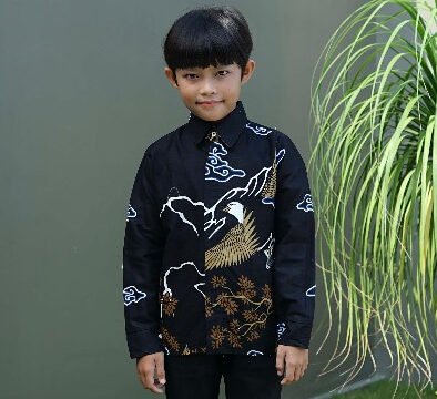 Batik Trusmi Kemeja Anak Motif Elang RJW Hitam