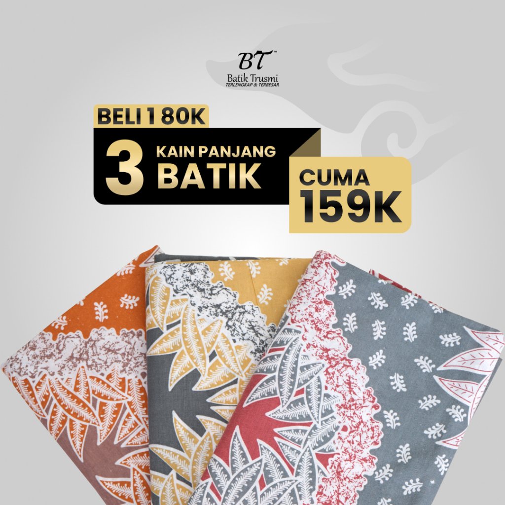 Batik Trusmi Kain Batik Campur Motif Kombinasi Daun Rumput Laut ALS – Beli 3 Lebih Murah