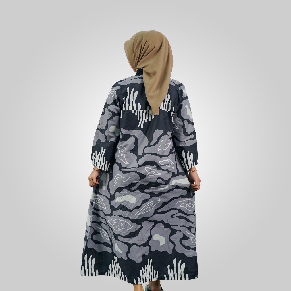 Batik Trusmi Gamis Jumbo Megamendung Purana - Gambar 4