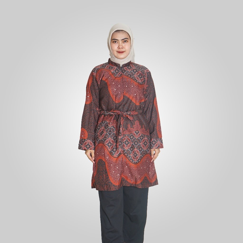 Batik Trusmi Tunik Batik - Kombinasi Kawong Coklat BUL - Gambar 5