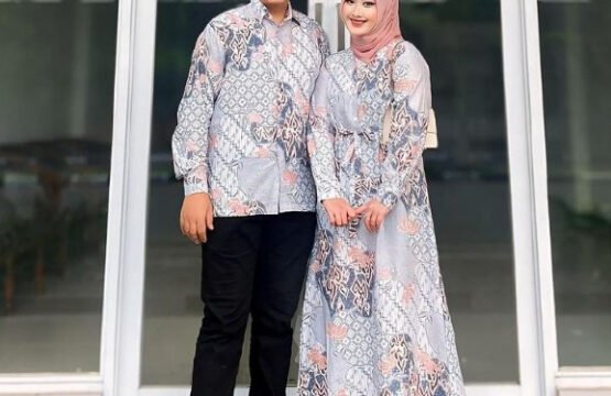 Set Couple Dress Batik & Kemeja Batik - Pastel BNA