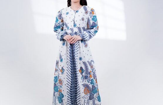 Batik Trusmi Gamis Sinaran Putih MOP