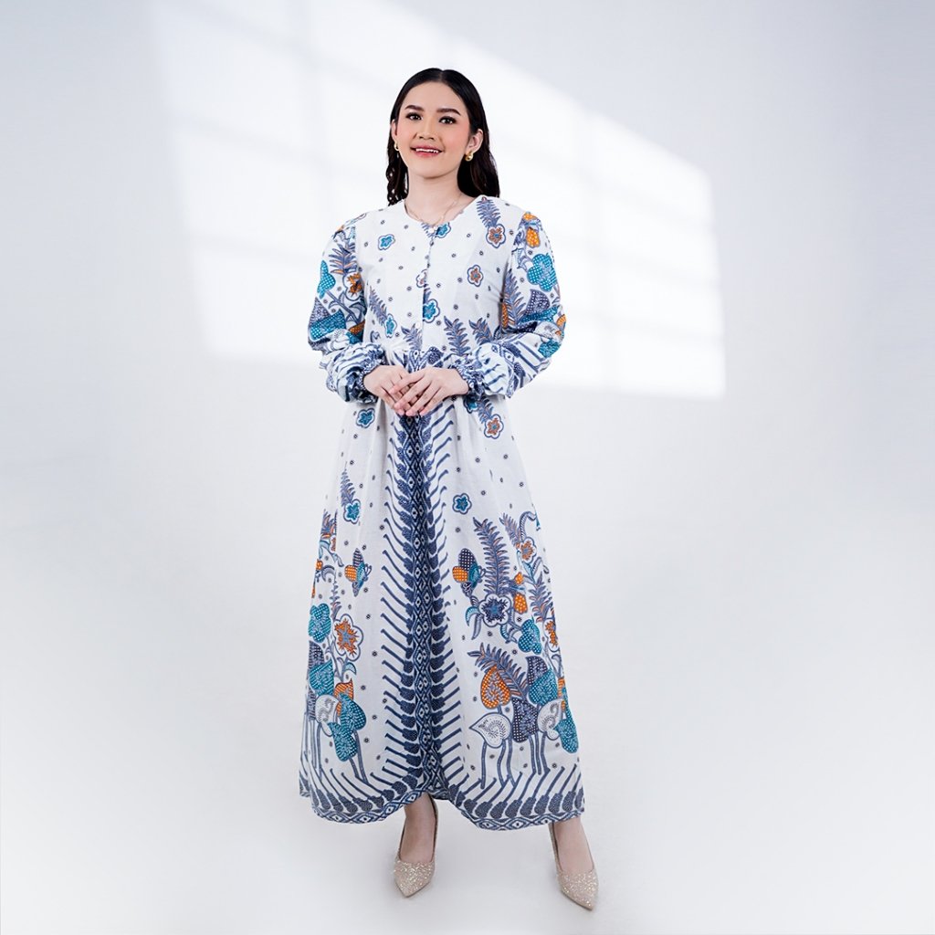 Batik Trusmi Gamis Sinaran Putih MOP