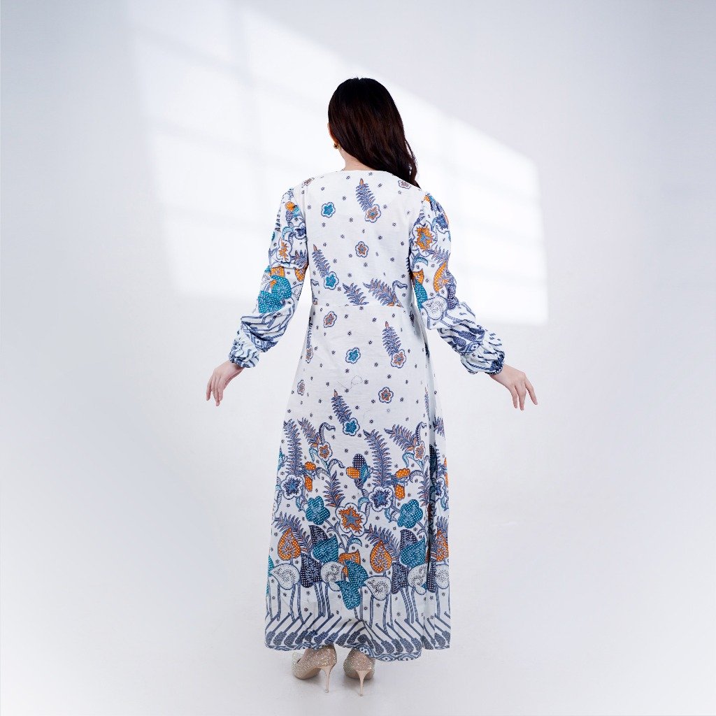 Batik Trusmi Gamis Sinaran Putih MOP - Gambar 5