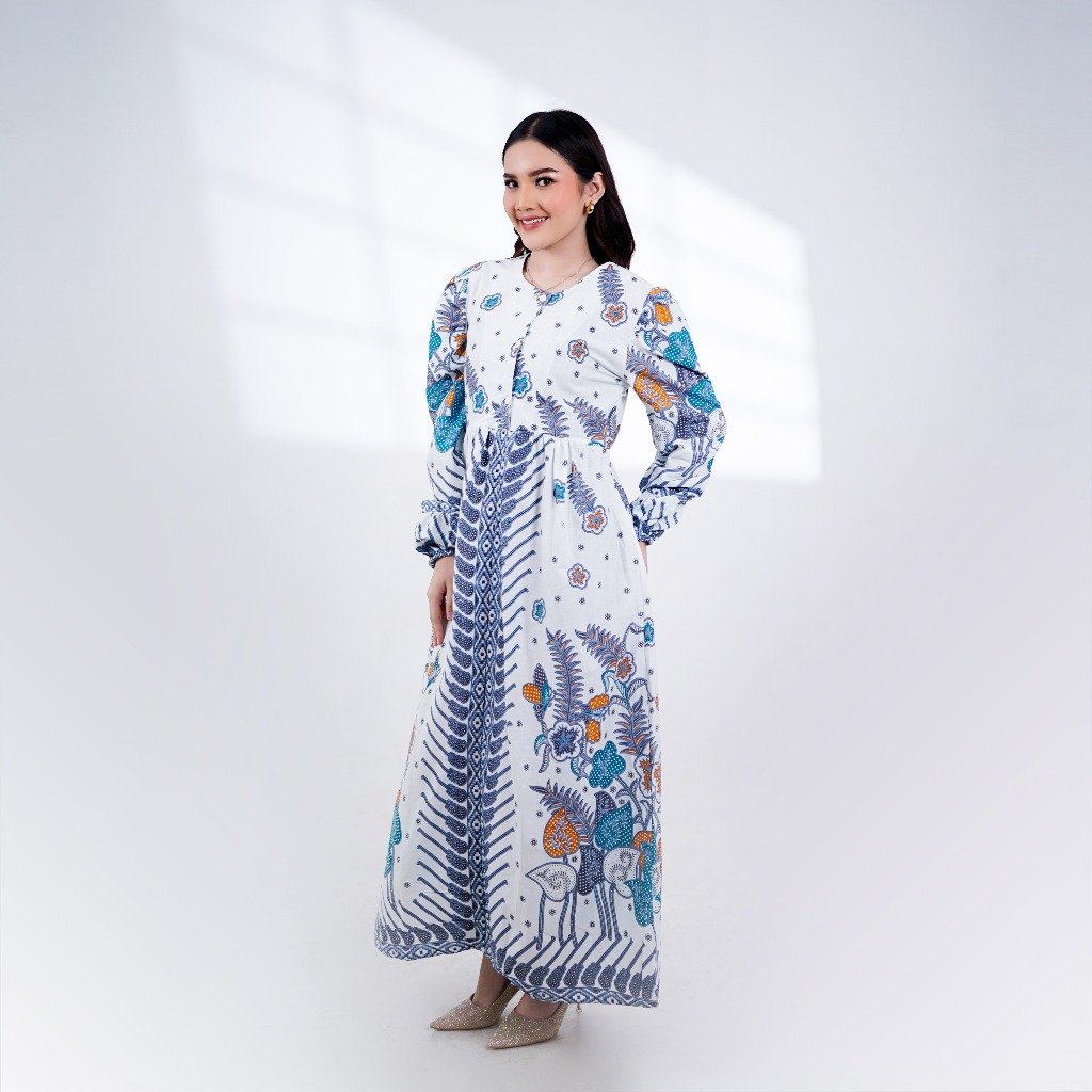 Batik Trusmi Gamis Sinaran Putih MOP - Gambar 4