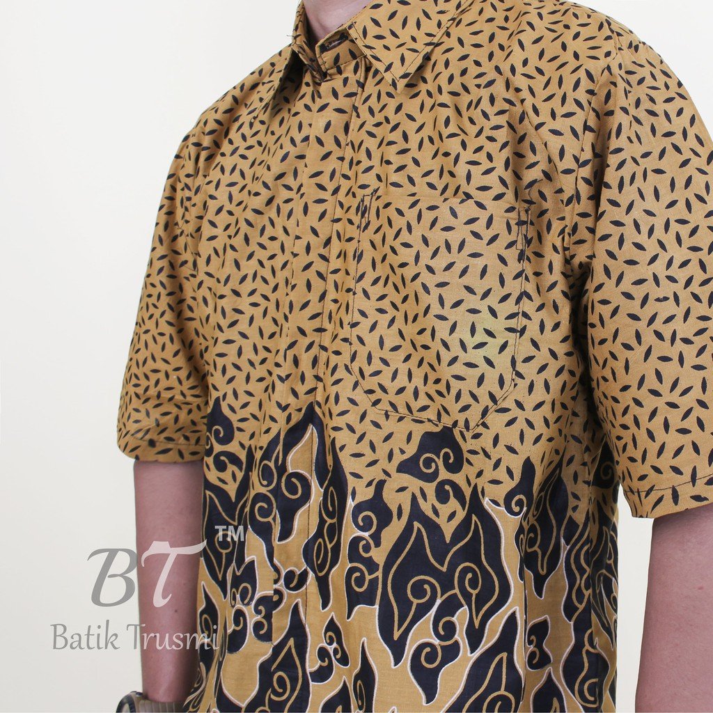 Batik Trusmi Hem Motif Mega Mendung Pria Beras Tumpah - Gambar 5