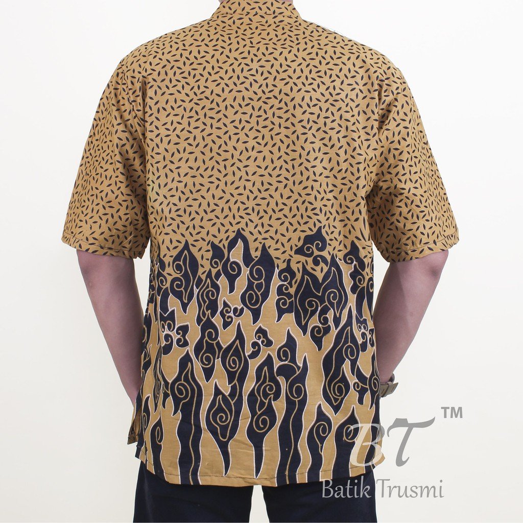 Batik Trusmi Hem Motif Mega Mendung Pria Beras Tumpah - Gambar 7