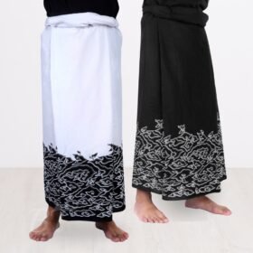 Batik Trusmi Sarung Batik - Sarung Hitam Putih Polos Motif Megamendung ATK