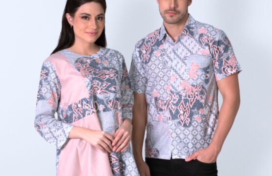 Batik Trusmi Set Couple Blouse & Hem Mega Mendung Pastel