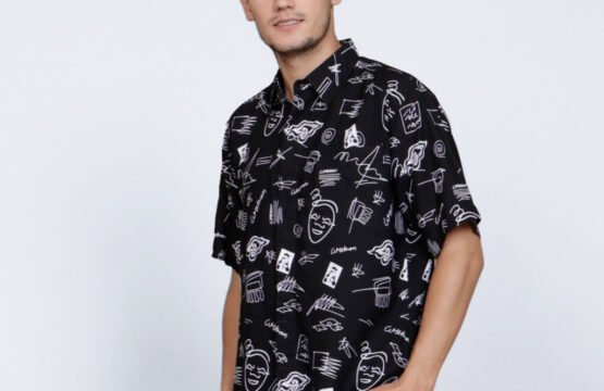 Batik Trusmi Hem Batik Motif Topeng Sketsa Bahan Rayon