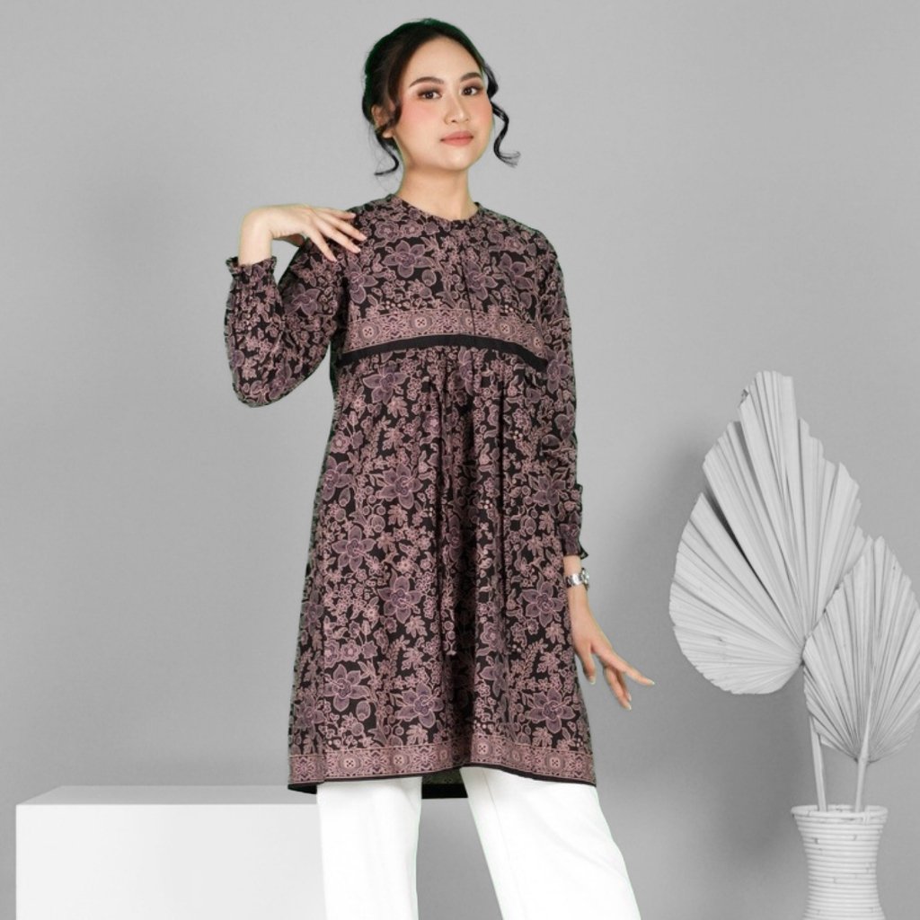 Batik Trusmi Tunik Batik - Motif Bunga Balian Encim