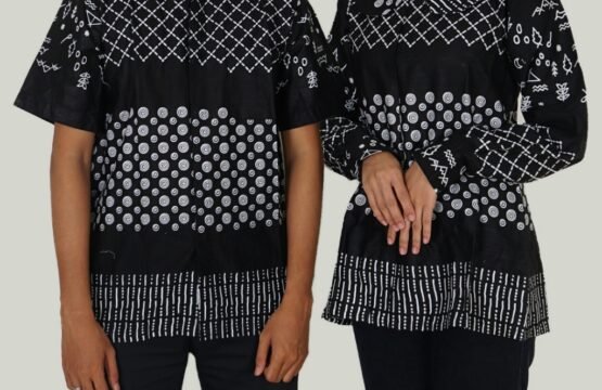 Batik Trusmi Set Couple Atasan Wanita & Hem IKN Hitam