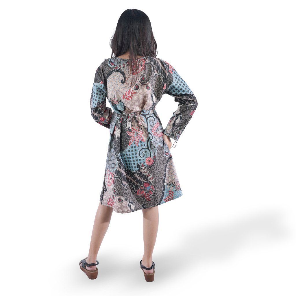 Batik Trusmi Tunik Batik - Kombinasi Lengan Serut Andini Biru BUL - Gambar 6