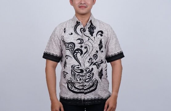 Batik Trusmi Hem Motif Mega Mendung Kopi Hitam TY BDO