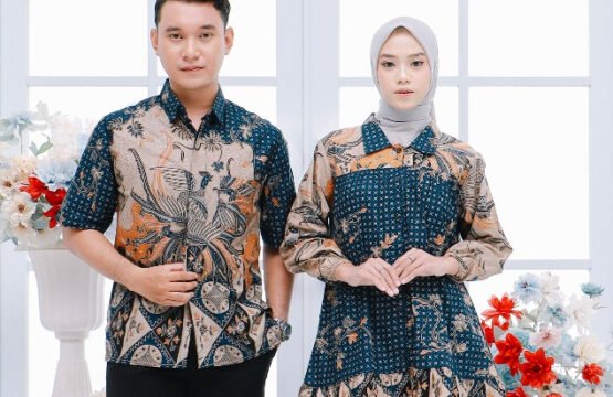 Batik Trusmi Set Couple Tunik Batik & Hem Batik - Motif Burung Kombinasi Alisan