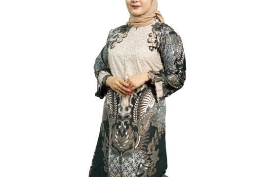 Batik Trusmi Atasan Tunik - Kombinasi Gajahmada Coklat BUL