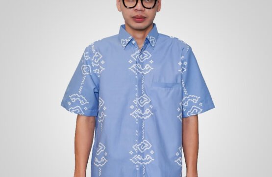 Batik Trusmi Hem Reguler Motif Light AAB Biru KBT