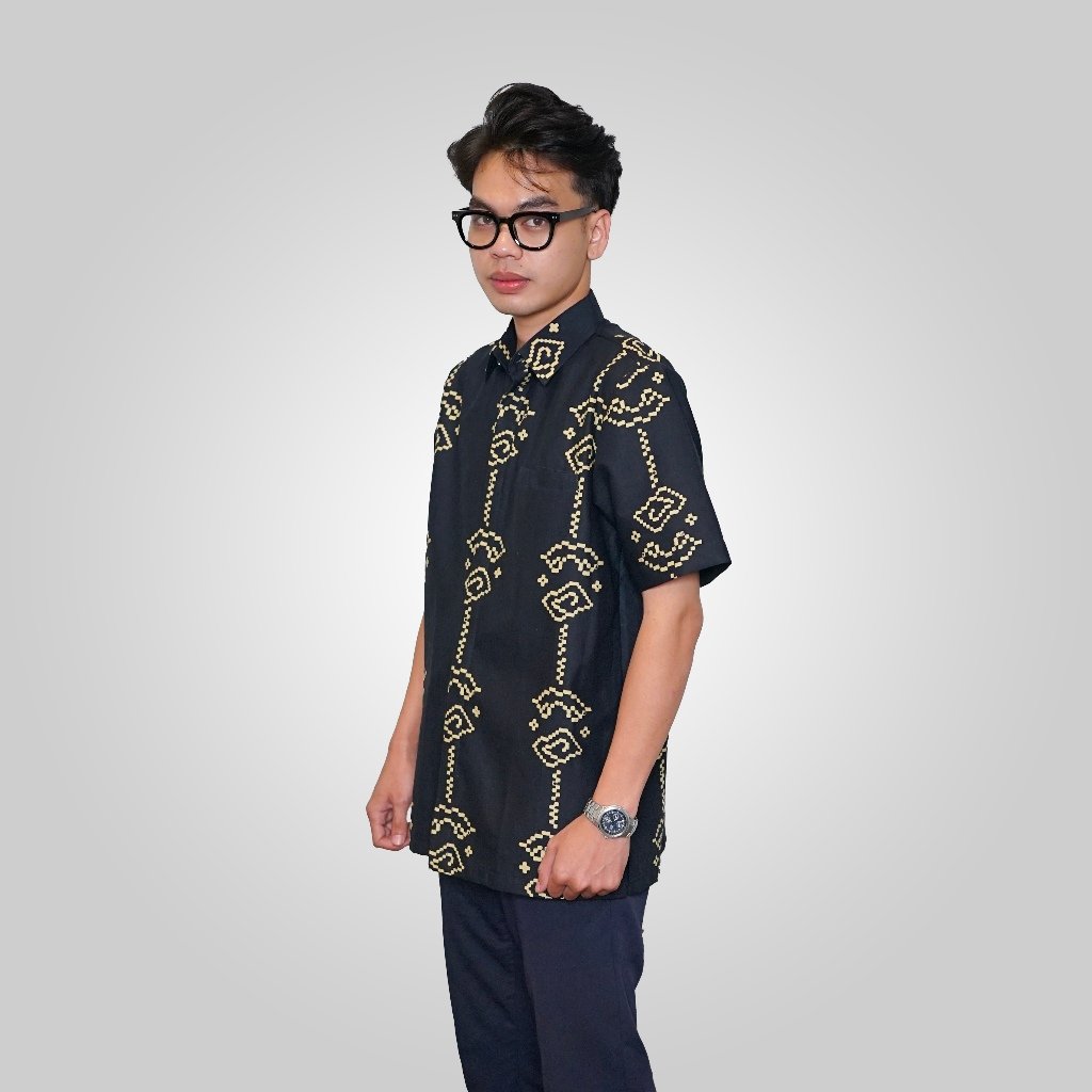 Batik Trusmi Hem Batik Reguler Motif Light AAB Hitam KBT - Gambar 4