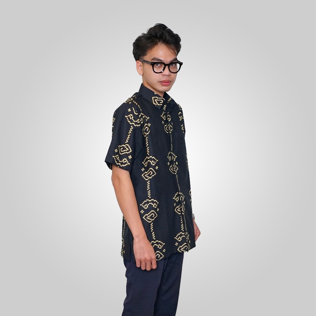 Batik Trusmi Hem Batik Reguler Motif Light AAB Hitam KBT - Gambar 5
