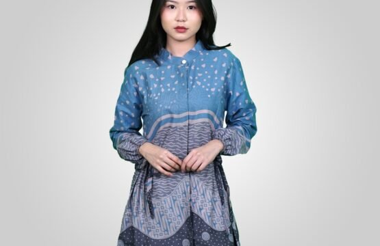 Batik Trusmi Tunik Dress Motif SWD Biru Mop