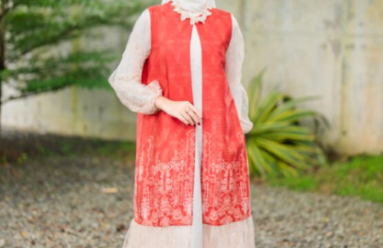 Batik Trusmi Outer Luvina Orange Ramadhan - Koleksi Garatris Lebaran Luvina